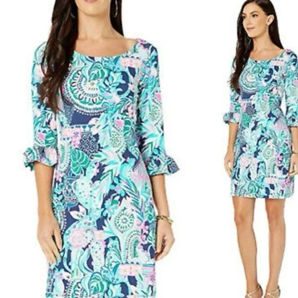 Lily Pulitzer Sophie Lookin Sharp Ruffle UPF 50+ Dress